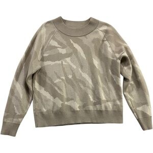 Athleta Jacquard Textured Crew Sweater ABSTRACT CREAM Merrino Wool Size Small